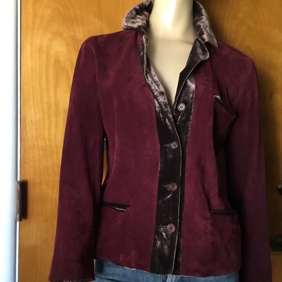Vintage Maxfield Parrish Cranberry Suede jacket - Picture 1 of 6